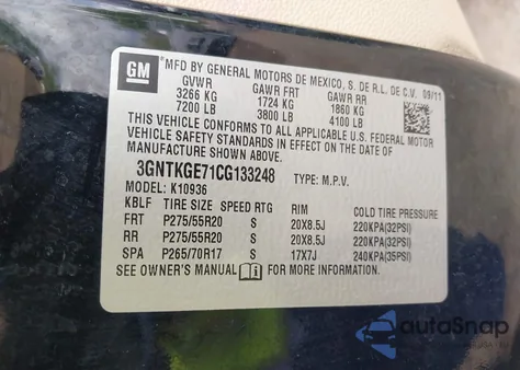 2012 Chevrolet Avalanche 1500 Ltz from USA, damaged, VIN 3GNTKGE71CG133248